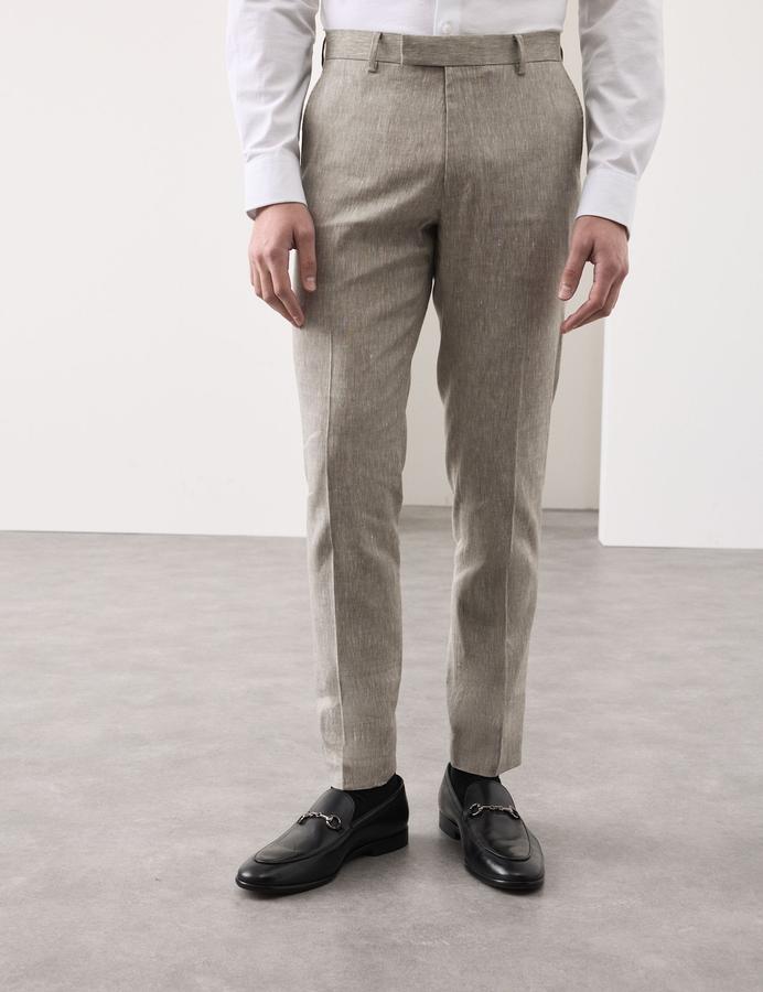 Tailored Fit Italian Performance Linen Blend Suit Trousers