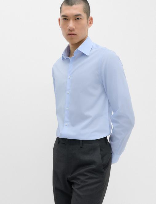 Skinny Fit Easy Iron Cotton Blend Shirt