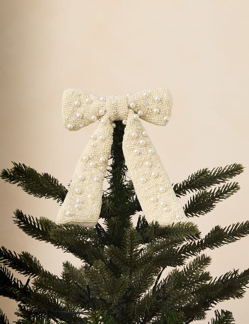 Pearl Beaded Bow Tree Topper