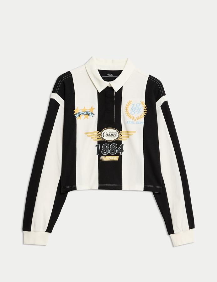 Pure Cotton Striped Rugby Top (6-16 Yrs)