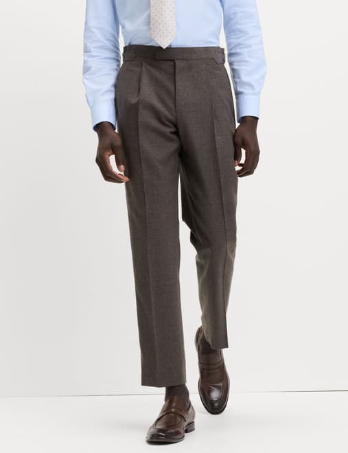 Regular Fit Pure Wool Flannel Suit Trousers