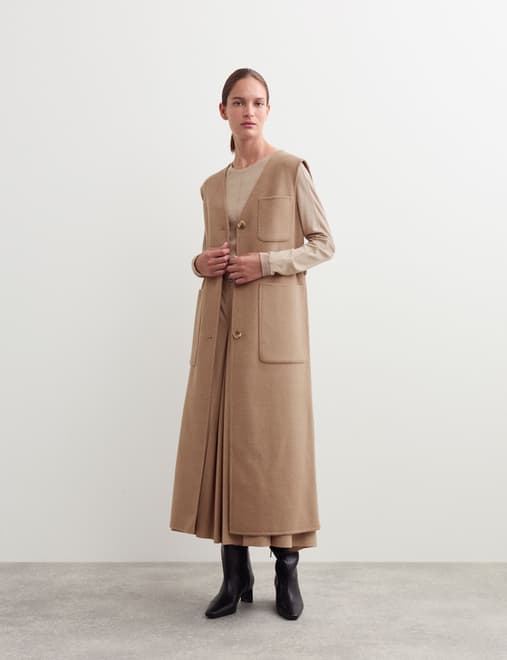 Pure Wool Double Face Longline Waistcoat