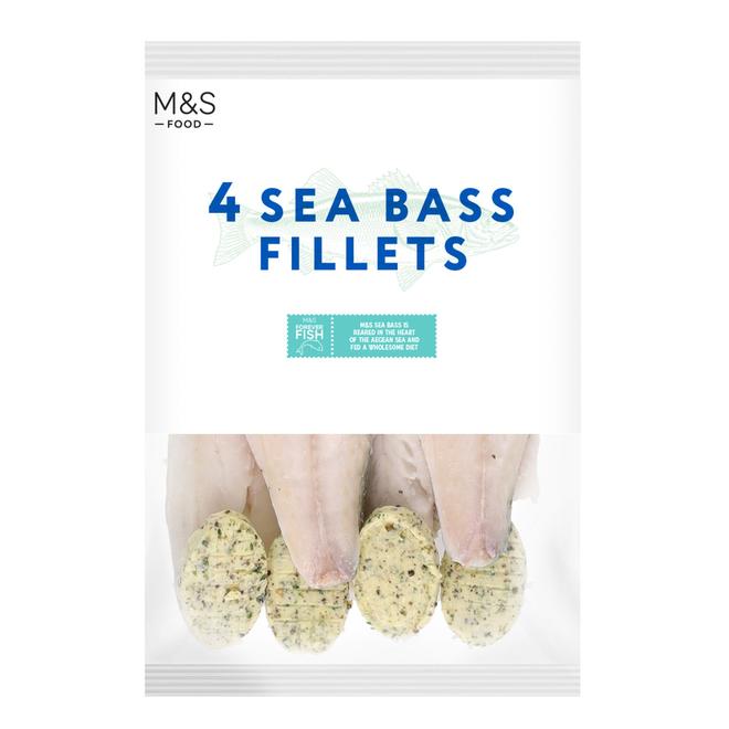4 Sea Bass Fillets with Roasted Garlic and Lemon Butter