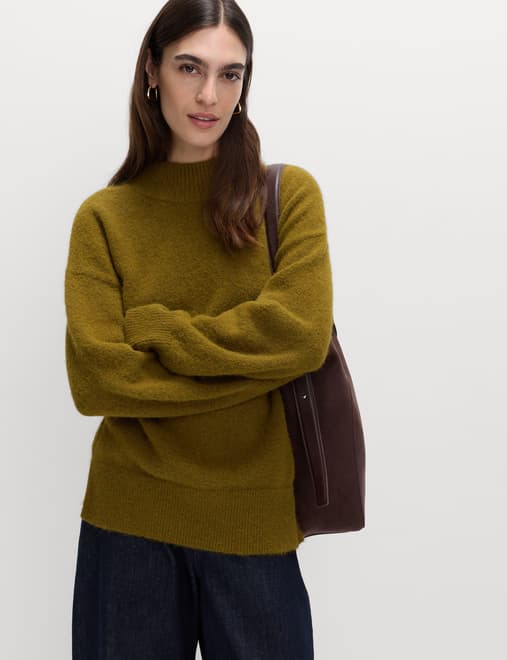 Funnel Neck Relaxed Jumper With Wool