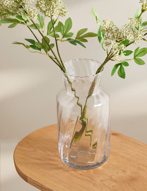 Swirl Ridged Glass Vase