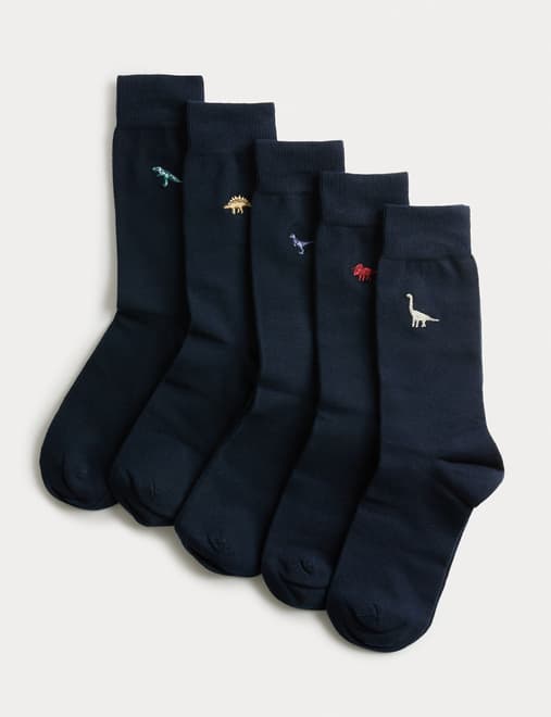 5 Pack Cool & Fresh™ Dinosaurs Cotton Rich Socks