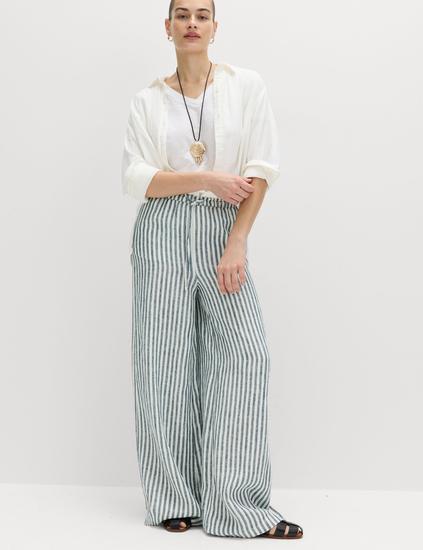 Pure Linen Wide Leg Palazzo Trousers