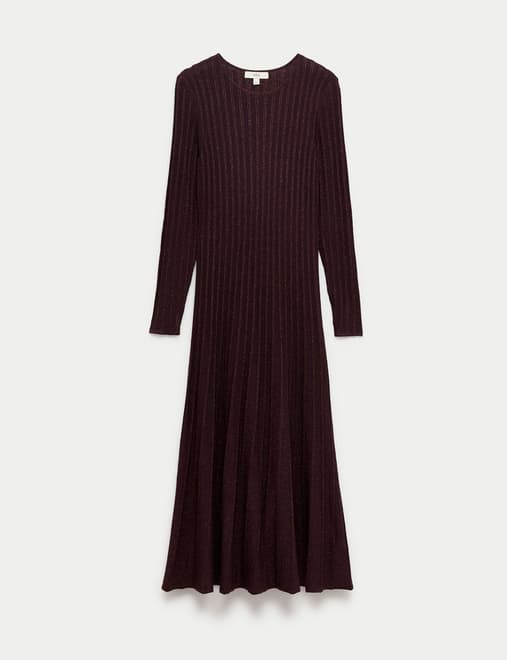 Sparkly Ribbed Knitted Maxi Dress