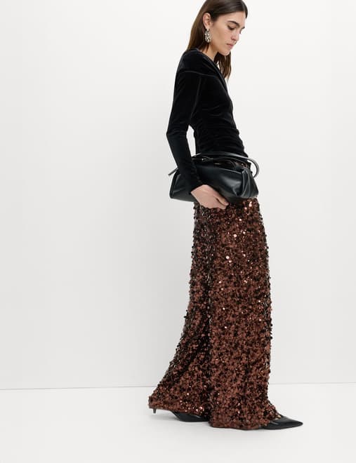 Sequin Wide Leg Trousers