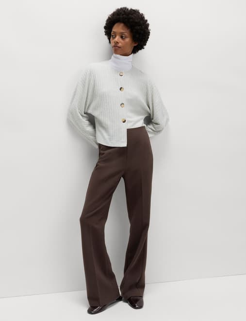 Slim Side Zip Flared Trousers