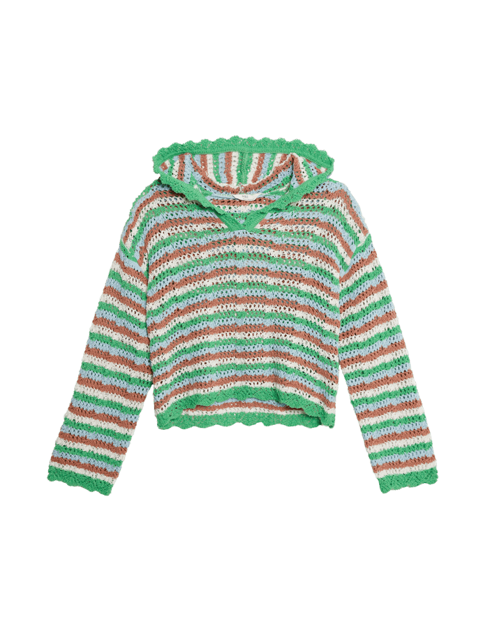 Cotton Blend Striped Knitted Hoodie (6-16 Yrs)