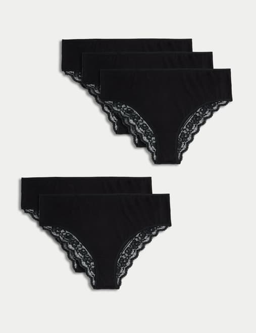 3pk Flexifit™ Lace Brazilian Knickers, M&S Collection