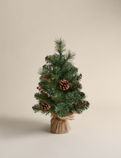 1.5ft Pre-Lit Pine &amp; Berries Christmas Tree