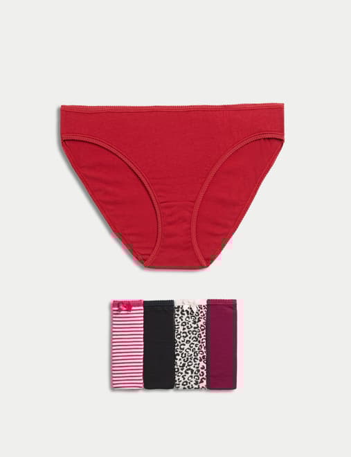 5pk Cotton Lycra™ Printed Bikini Knickers