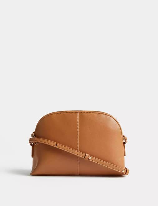 Leather Woven Shoulder Bag, M&S Collection