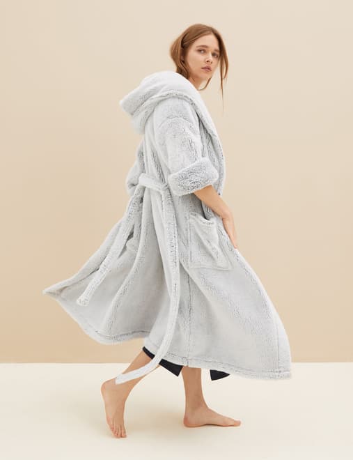 Fleece Hooded Dressing Gown