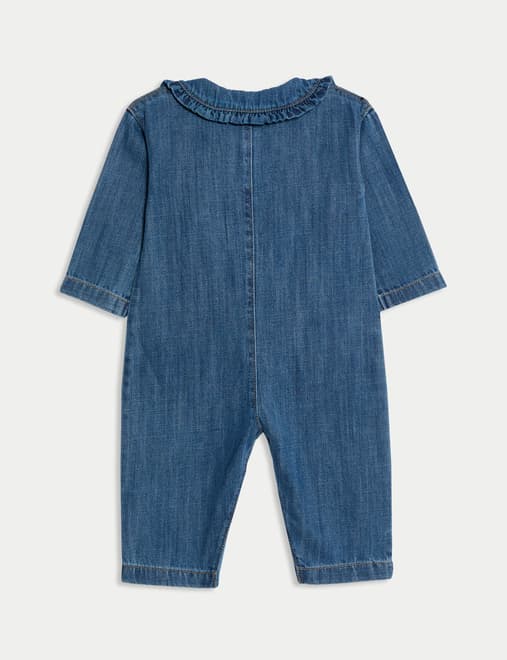 Cotton Rich Denim Heart Jumpsuit (0 Mths - 3 Yrs)
