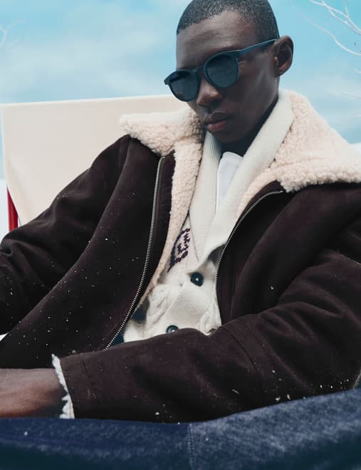 Faux Suede Aviator Jacket