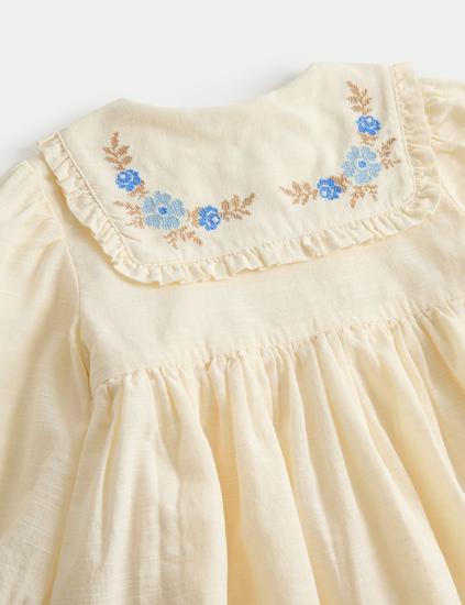 Pure Cotton Embroidered Sailor Collar Dress (0-5 Yrs)