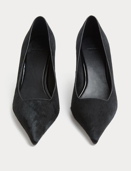 Hair On Leather Stiletto Heel Court Shoes