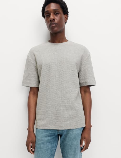 Relaxed Pure Cotton Waffle T-Shirt