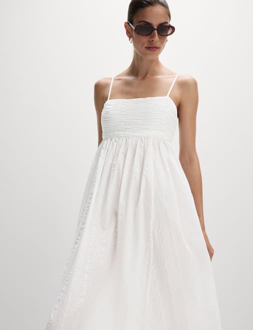 Pure Cotton Square Neck Maxi Beach Dress