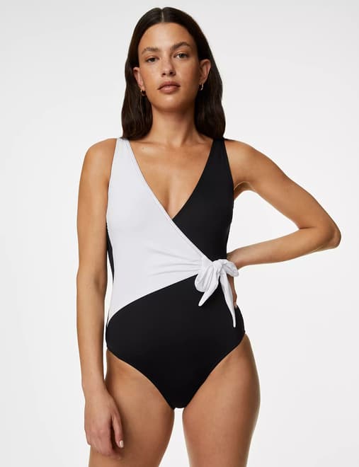 Belted Halter Neck Plunge Swimsuit, M&S Collection
