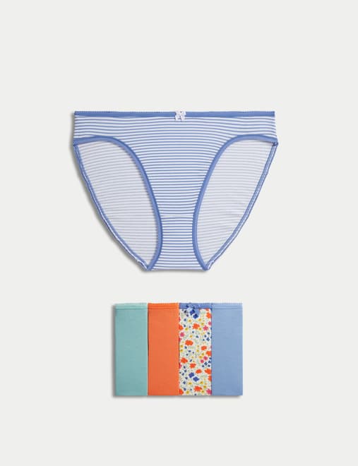 5pk Cotton Lycra™ High Leg Knickers