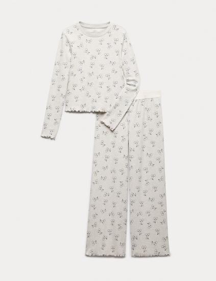 Cotton Rich Cherry Ribbed Pyjamas (6-16 Yrs)