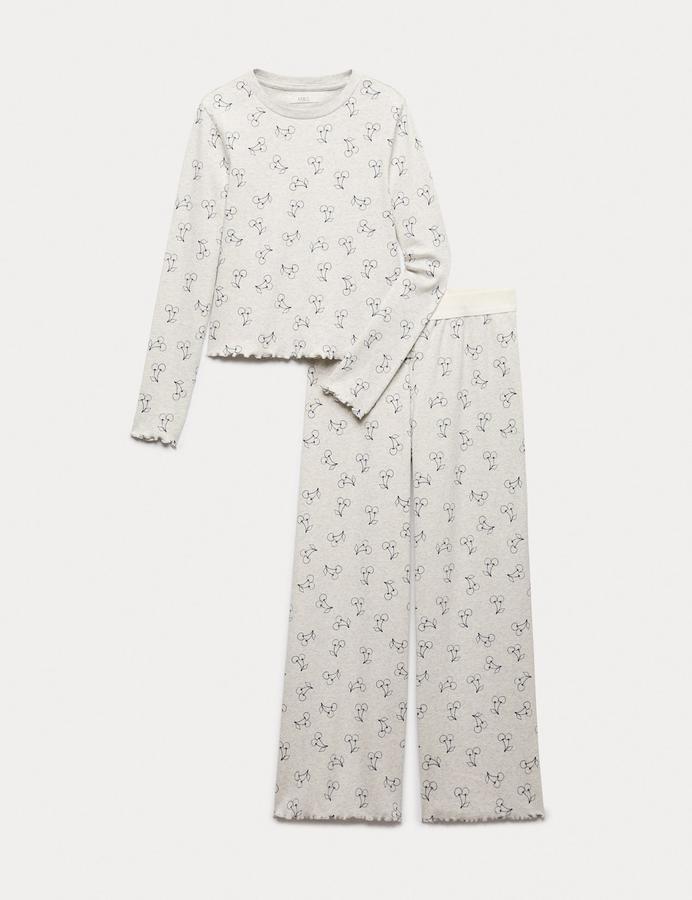Cotton Rich Cherry Ribbed Pyjamas (6-16 Yrs)