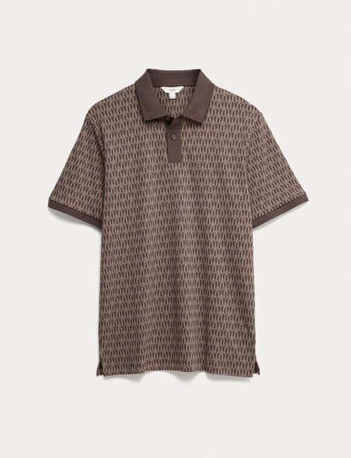 Pure Cotton Geometric Print Polo