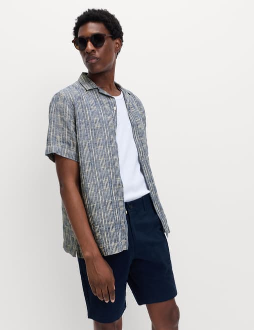 Regular Fit Linen Rich Printed Shirt