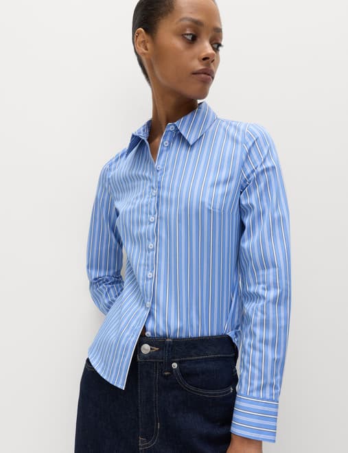 Cotton Rich Striped Fitted Shirt