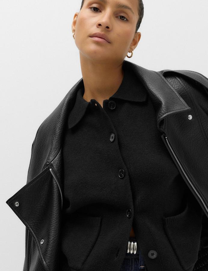 Air-Yarn Collared Relaxed Cardigan
