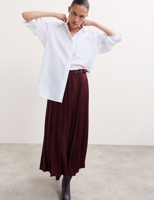 Pleated Wool Kilt Skirt