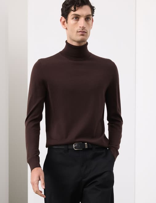 Pure Extra Fine Merino Wool Roll Neck Jumper