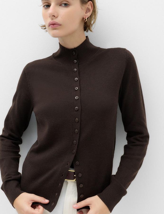 Funnel Neck Slim Fit Cardigan