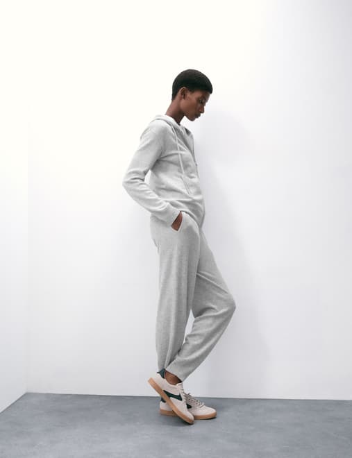 Pure Cashmere Tapered Ankle Grazer Joggers