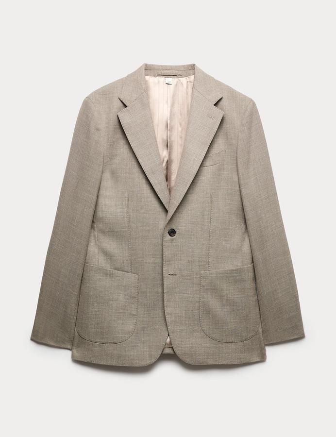 Tailored Fit Italian Wool Rich Blazer with Silk