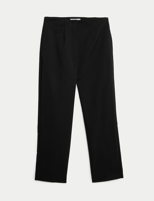 Cotton Blend Slim Fit Cropped Trousers