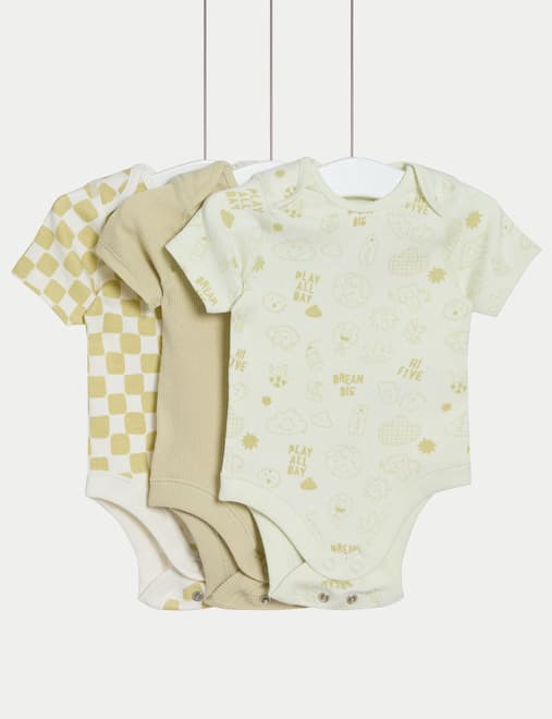 3pk Cotton Rich Checkerboard Bodysuits (6½lbs-3 Yrs)