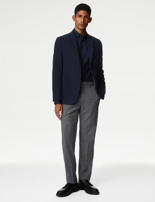 T the brand Men Formal Textured Trouser - Navy Blue