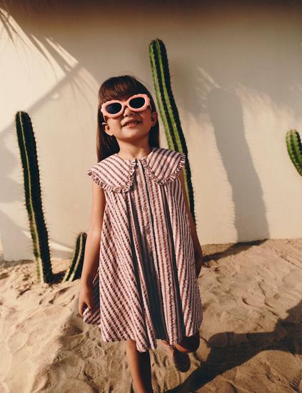 Pure Cotton Stripe Collared Dress (2-8 Yrs)
