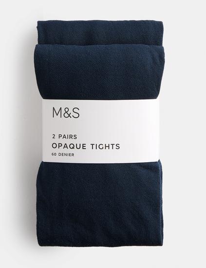2 Pack 60 Denier Opaque Tights (6-16 Yrs)