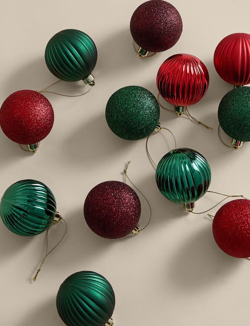 24pk Multicoloured Shatterproof Baubles
