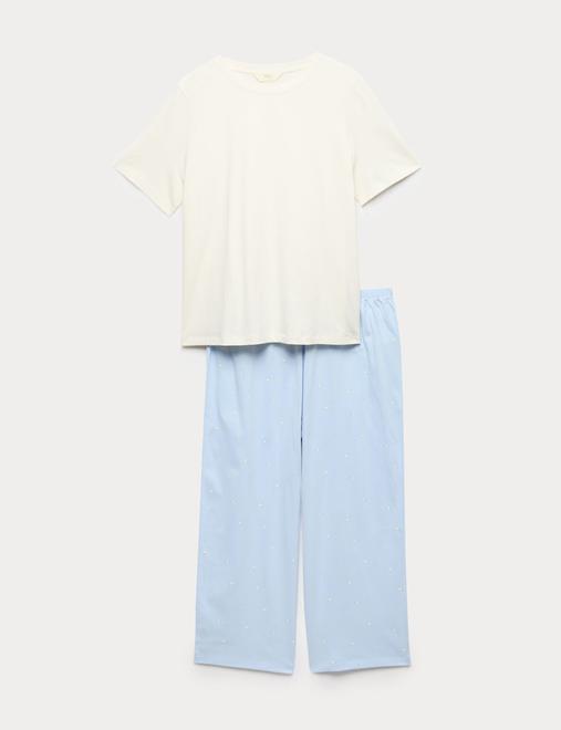 Cotton Rich Printed Cropped Pyjama Set