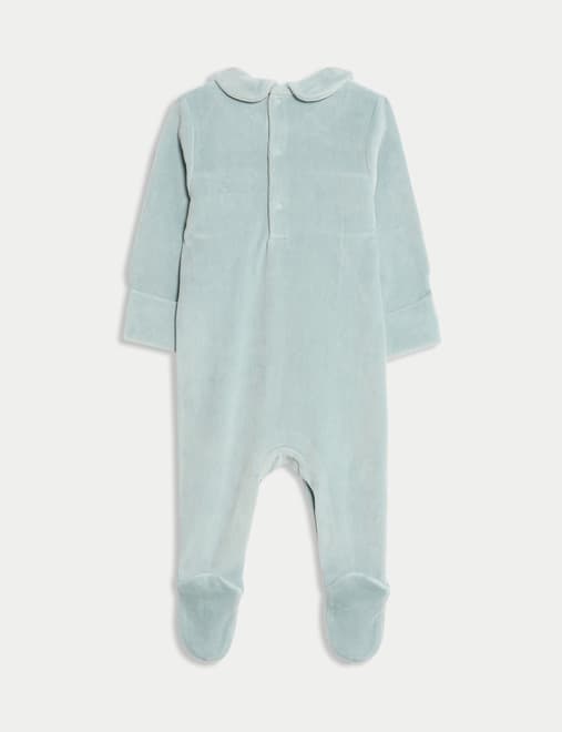 Cotton Rich Velour Sleepsuit (0 Mths-3 Yrs)