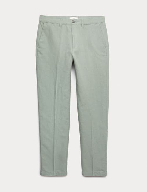 Regular Fit Cotton Linen Blend Chinos