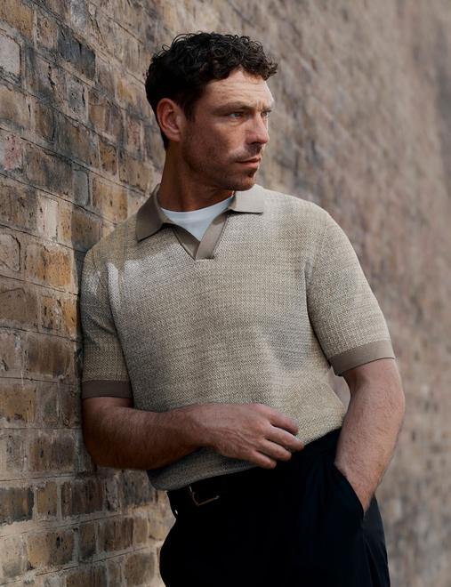 Pure Cotton Twisted Stitch Knitted Polo