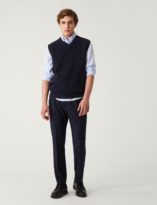 Regular Fit Single Pleat Trousers with Active Waist